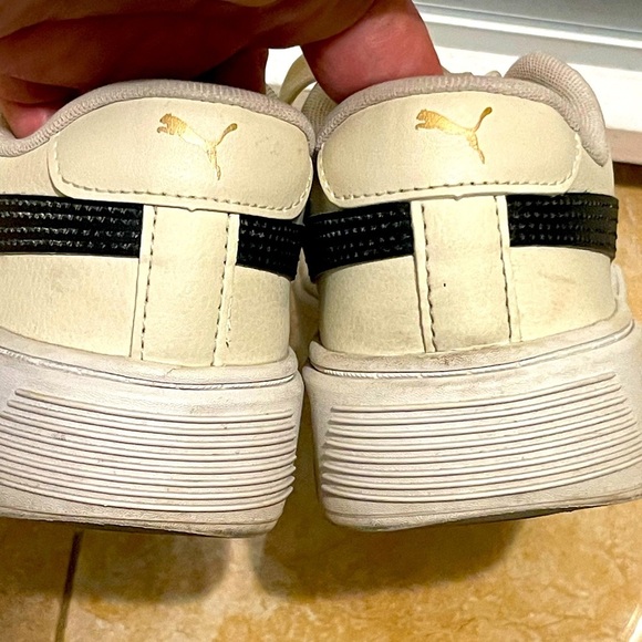 Puma Smash Platform v3 390758-08 Sneakers Women Size 7.5 US OffWhite Black Shoes - Picture 3 of 7